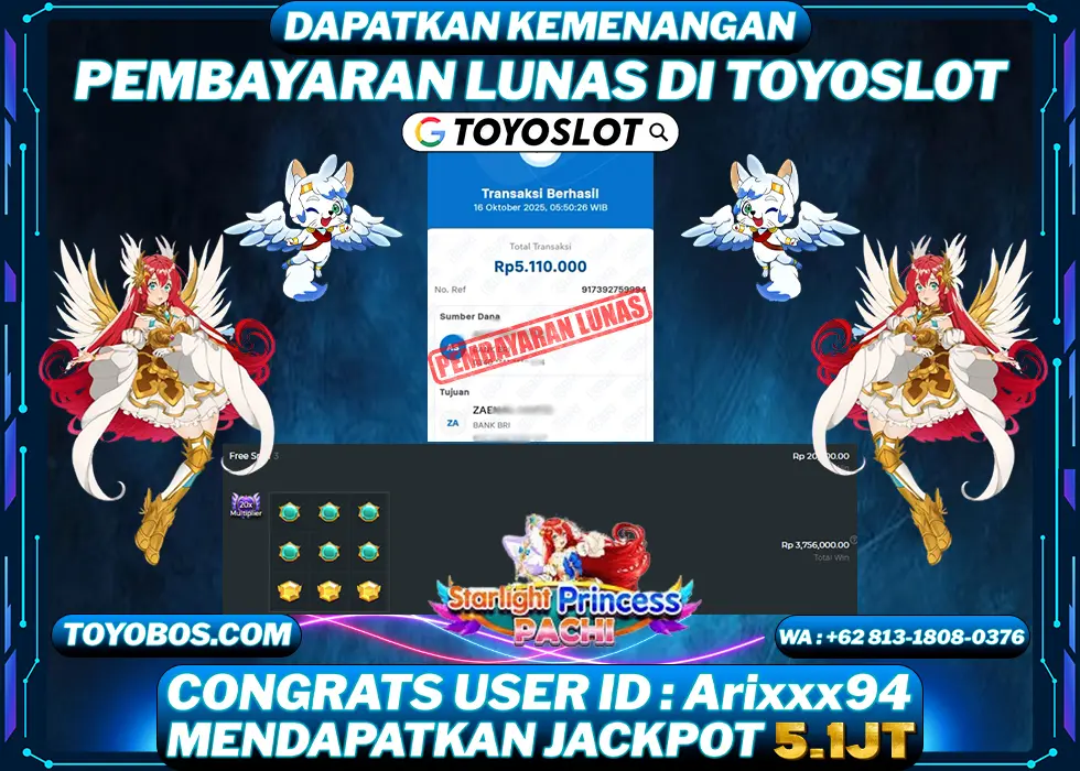 BUKTI KEMENANGAN Starlight Princess Pachi Rp5,110,000- LUNAS